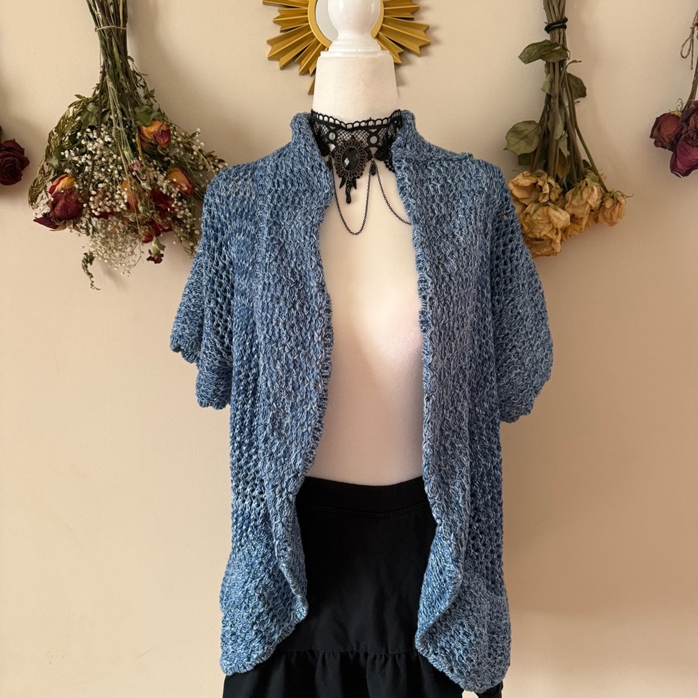 Ruby Rd. Boho/Fairycore Blue Short-Sleeve Cardigan